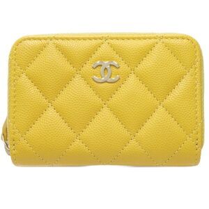 CHANEL Yellow Caviar Leather Wallet